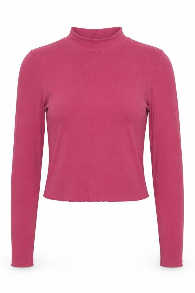 Front view of Urban Outfitters women’s orange cotton basic blouse, size S, high neck
