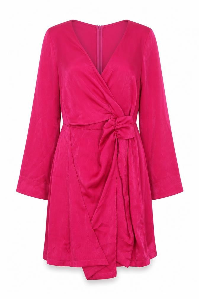 Front view of Zara women’s pink polyester a-line, size XS, v-neck zip