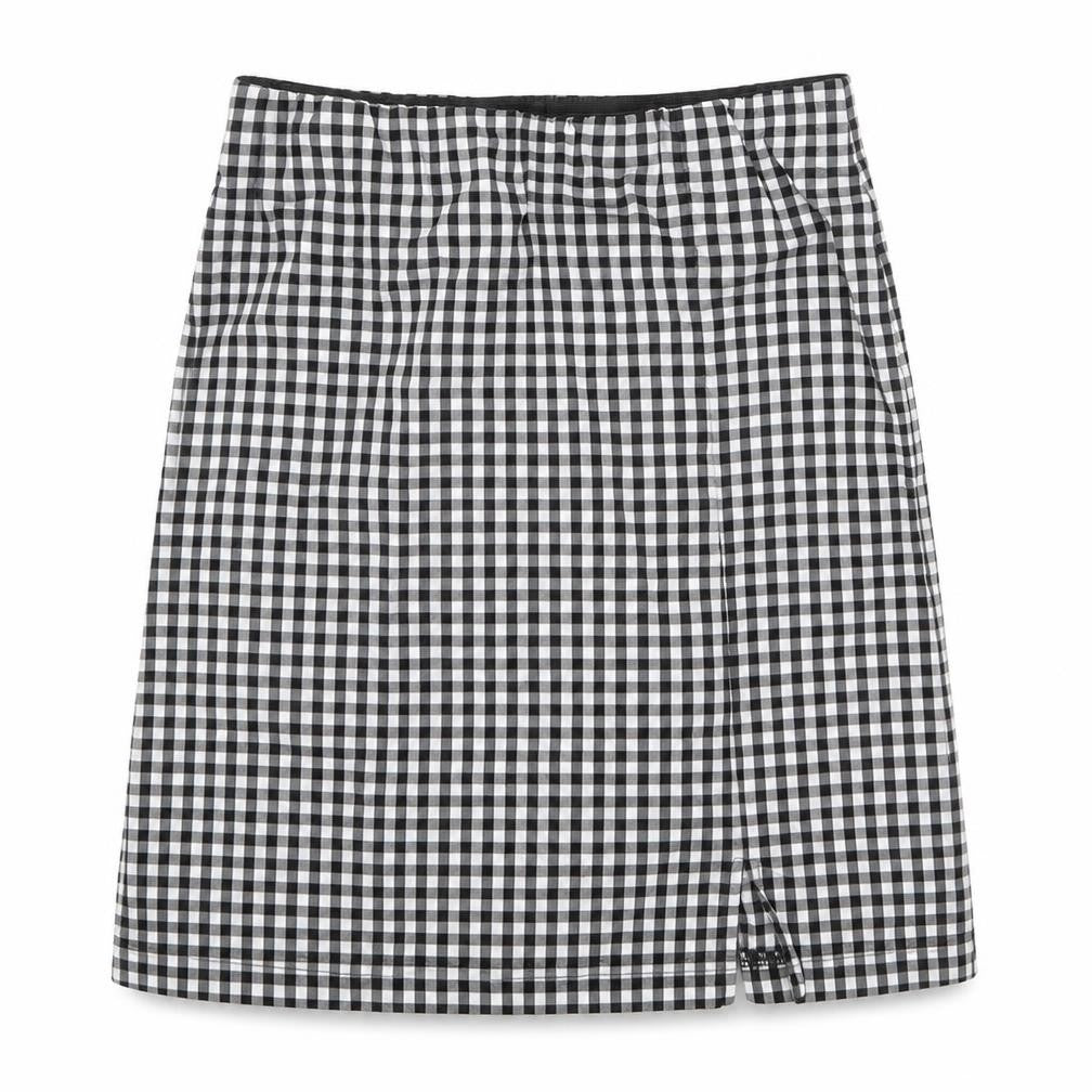 Topshop Womens Black Check Viscose Straight & Pencil Skirt Size 8