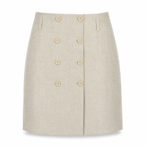 Preworn Womens Beige Polyester Straight & Pencil Skirt Size 29 in Button