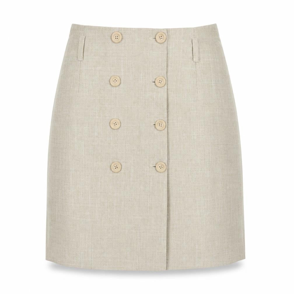 Preworn Womens Beige Polyester Straight & Pencil Skirt Size 29 in Button