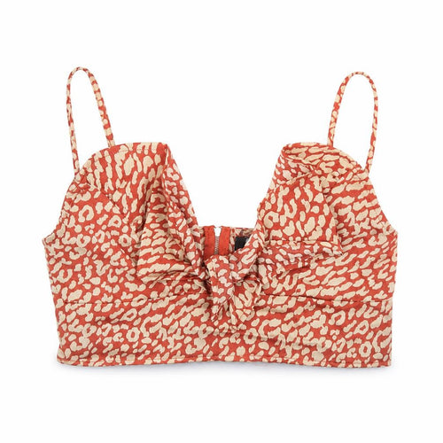 Missguided Womens Red Animal Print Polyester Cropped Tank Size 10 V-Neck - Leopard Print