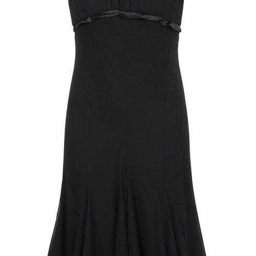 S.L. Fashions Womens Black Polyester Slip Dress Size 12 Square Neck Pullover