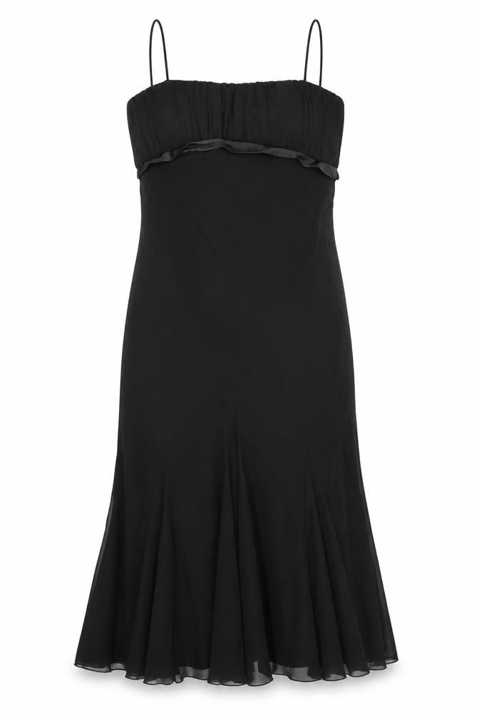 S.L. Fashions Womens Black Polyester Slip Dress Size 12 Square Neck Pullover
