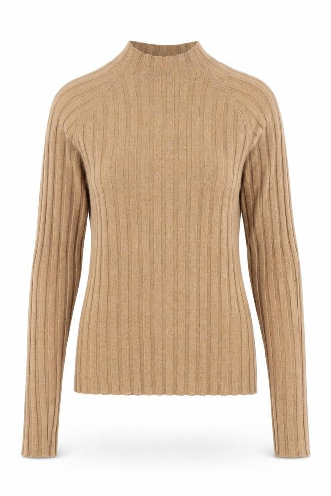 Mango Womens Brown Mock Neck Polyester Pullover Jumper Size S