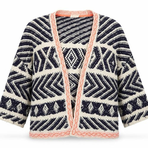 Pins & Needles Womens Beige V-Neck Geometric Acrylic Cardigan Jumper Size XS