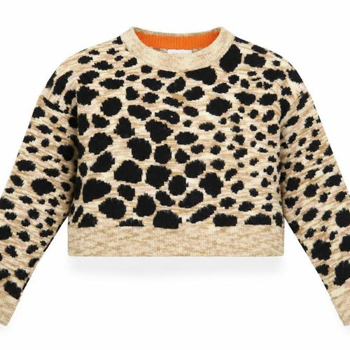Topshop Womens Brown Roll Neck Animal Print Acrylic Pullover Jumper Size 12