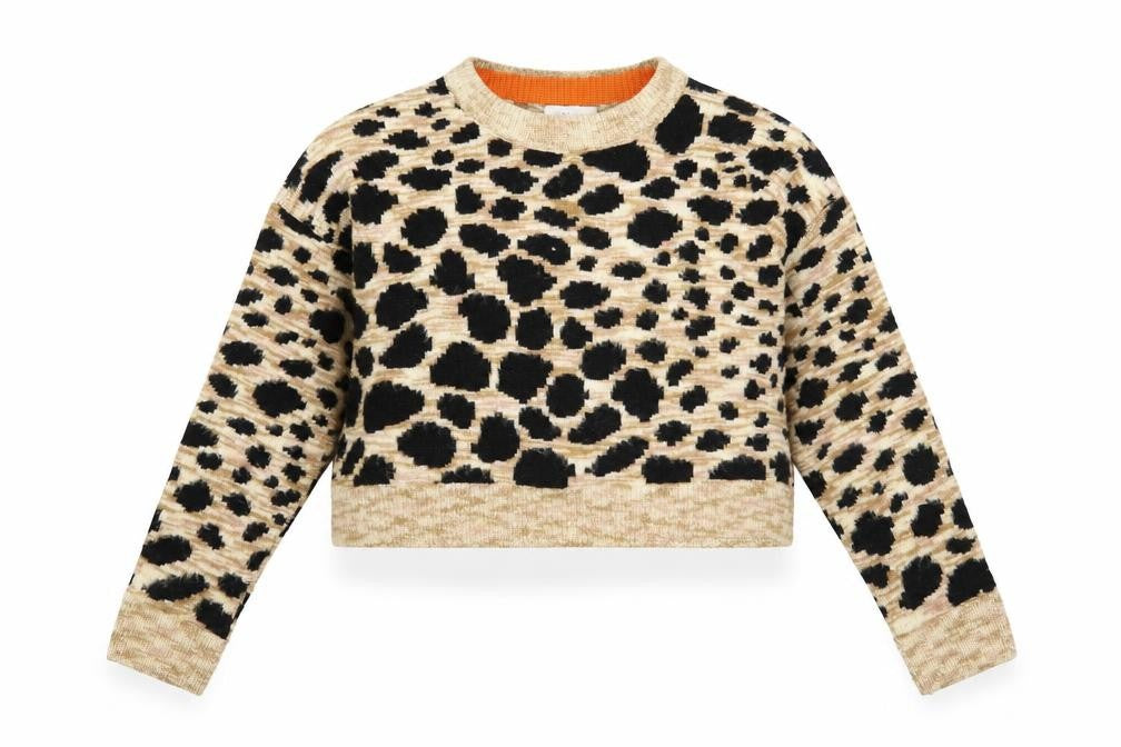 Topshop Womens Brown Roll Neck Animal Print Acrylic Pullover Jumper Size 12