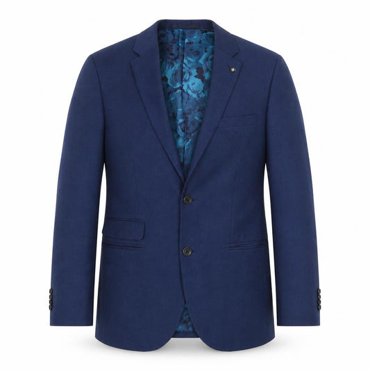 Front view of Preworn men’s blue polyester jacket blazer, size 36