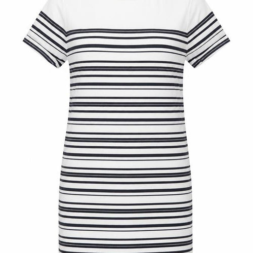 Zara Womens White Striped Polyamide T-Shirt Dress Size XS Round Neck Pullover