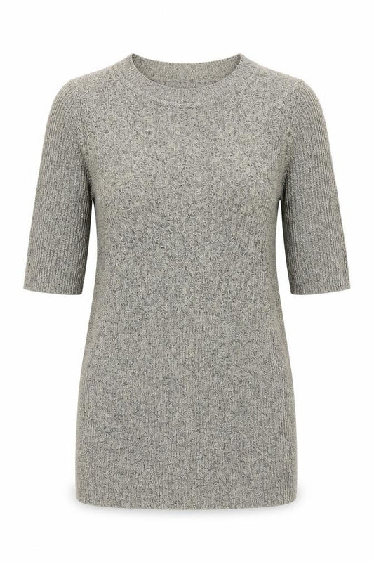 Front view of Next women’s gold round neck polyester jumper, size UK 10