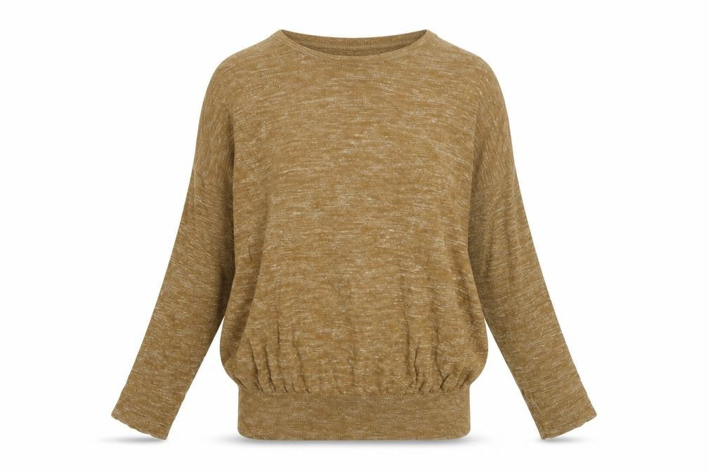 Front view of Zara women’s brown round neck acrylic jumper, size S