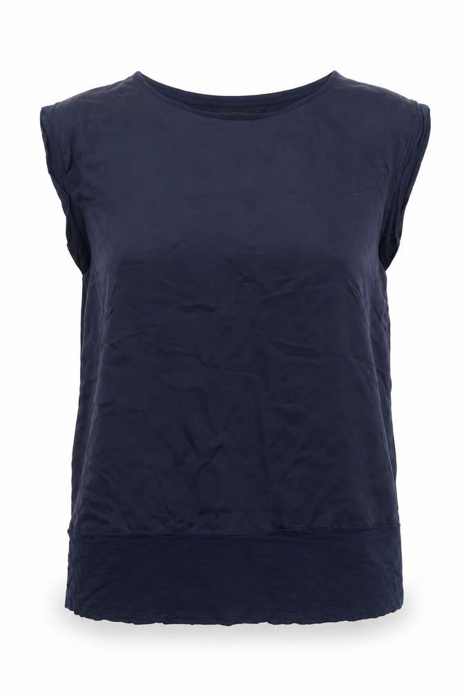 Front view of Blooming Marvellous women’s blue polyester basic blouse, size M, boat neck