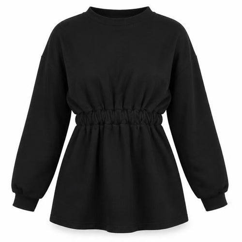 Boohoo Womens Black 100% Cotton Fit & Flare Size 6 Round Neck Pullover