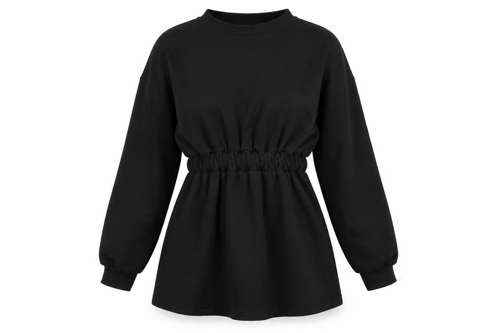 Boohoo Womens Black 100% Cotton Fit & Flare Size 6 Round Neck Pullover