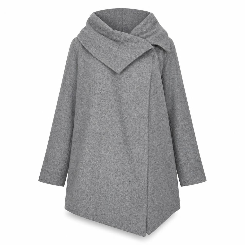 Front view of ASOS women’s grey overcoat coatigan, size UK 8, button