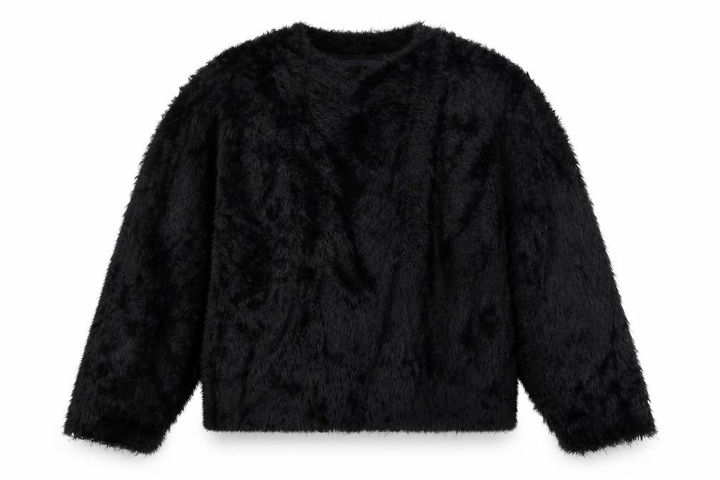 Front view of Marks & Spencer women’s black roll neck polyamide jumper, size UK 12