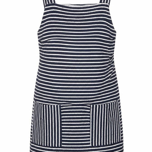 Papaya Womens Blue Striped Polyamide Tank Dress Size 14 Square Neck Pullover