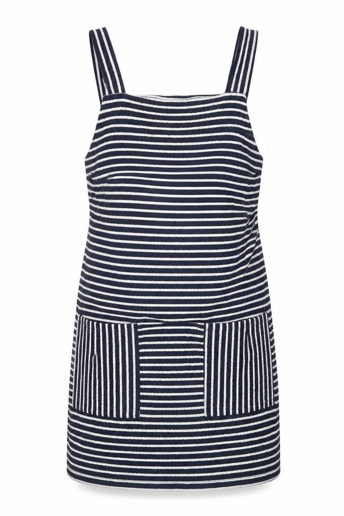 Papaya Womens Blue Striped Polyamide Tank Dress Size 14 Square Neck Pullover