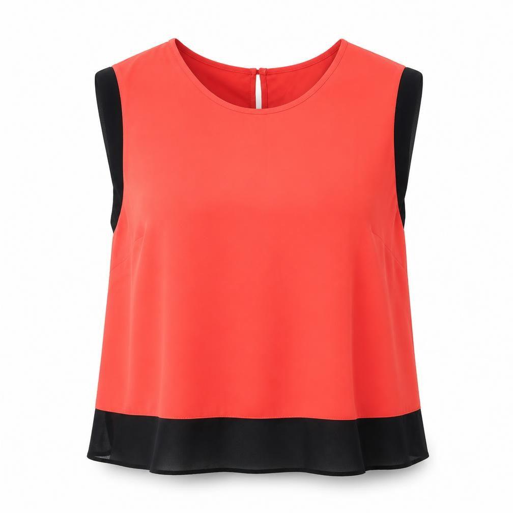 Front view of Papaya women’s orange polyester basic tank, size UK 18, round neck