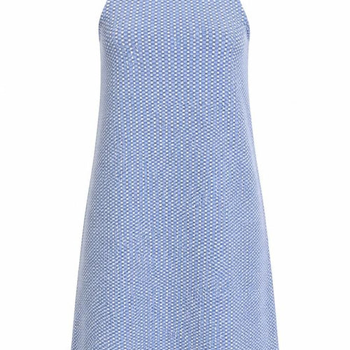 Zara Womens Blue Geometric Polyester A-Line Size 10 Scoop Neck Pullover - Cut Out Back Detail