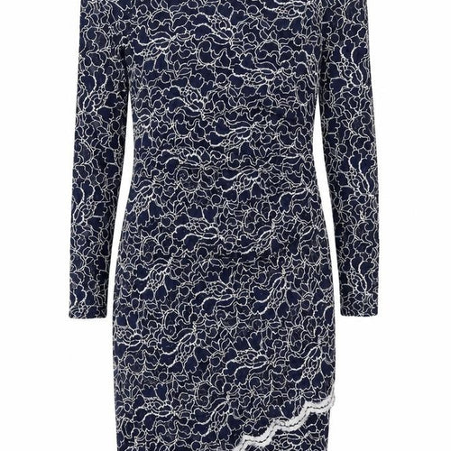 Lipsy Womens Blue Floral Nylon Bodycon Size 10 Boat Neck Pullover