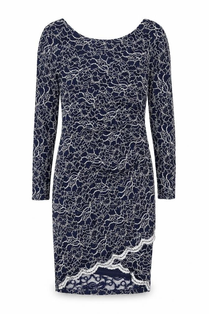 Lipsy Womens Blue Floral Nylon Bodycon Size 10 Boat Neck Pullover