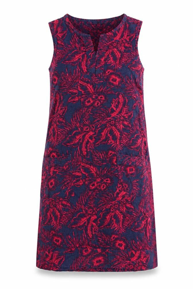 Front view of Next women’s blue floral 100% cotton shift, size UK 8, boat neck pullover