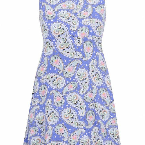 Crew Clothing Womens Purple Paisley 100% Cotton A-Line Size 8 V-Neck Pullover