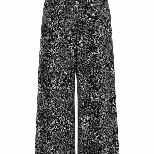 Papaya Womens Black Geometric Cotton Trousers Size 8 L20 in Regular