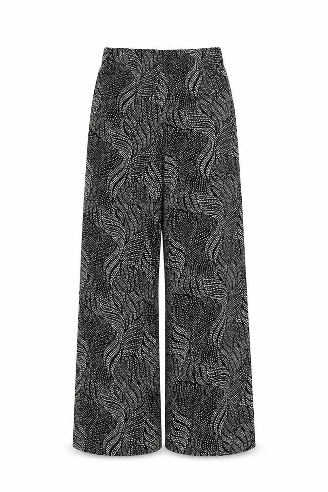 Papaya Womens Black Geometric Cotton Trousers Size 8 L20 in Regular