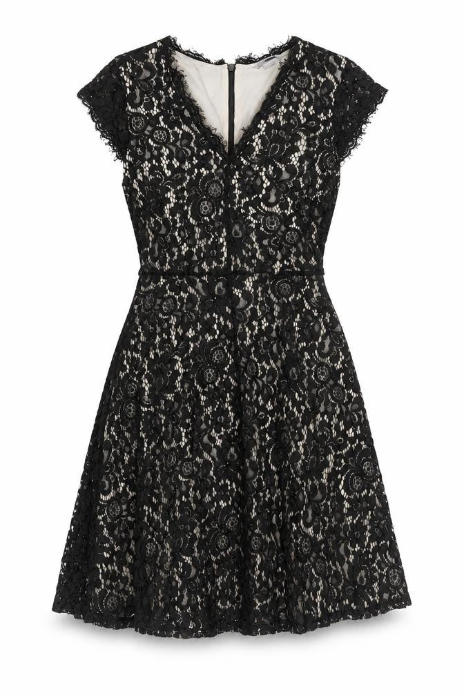 Front view of H&M women’s black cotton a-line, size S, v-neck zip