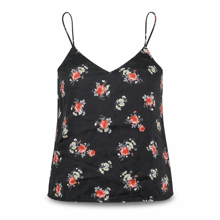 Mango Womens Black Floral Polyester Camisole Tank Size S V-Neck - Lace Insert
