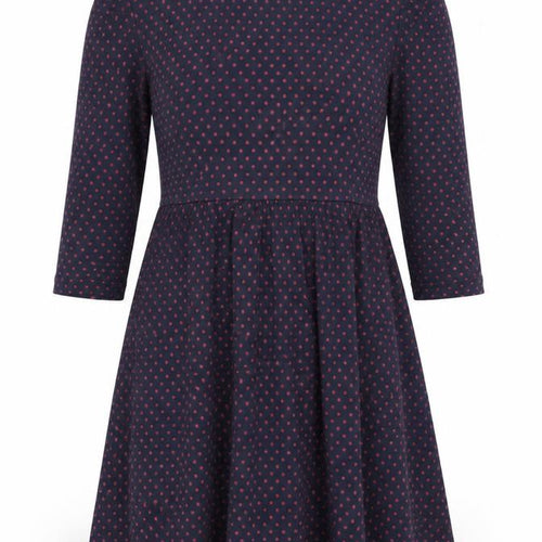 Ness Womens Blue Polka Dot 100% Cotton A-Line Size 12 Round Neck Zip