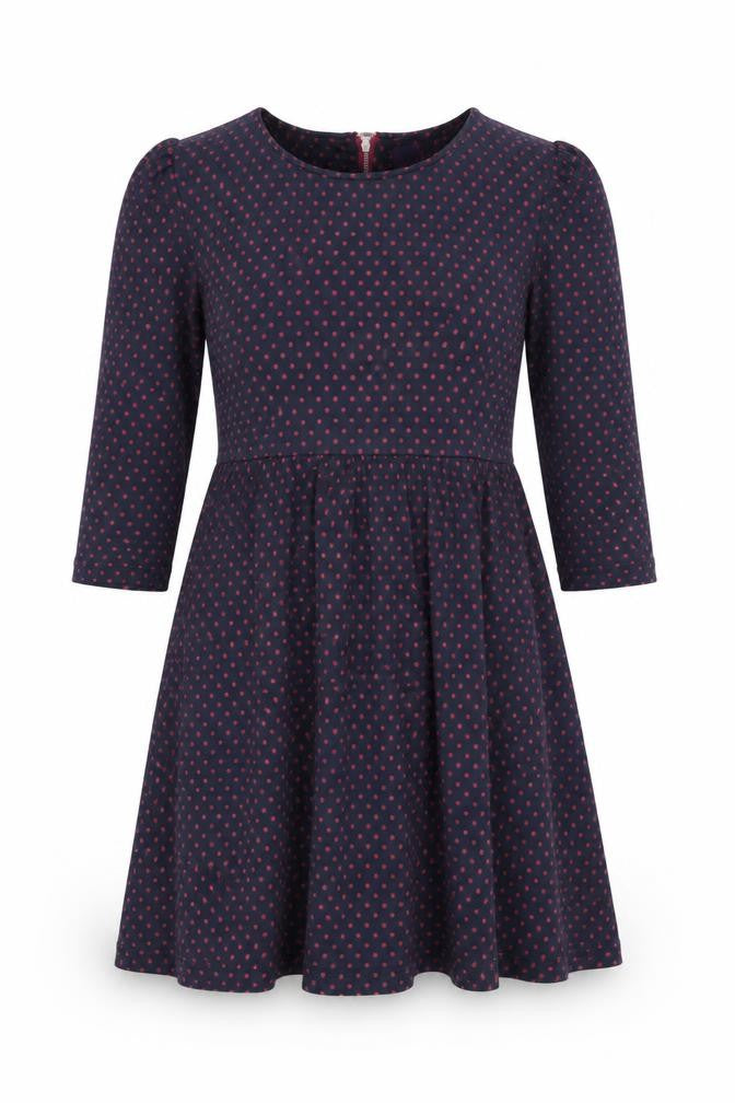 Ness Womens Blue Polka Dot 100% Cotton A-Line Size 12 Round Neck Zip