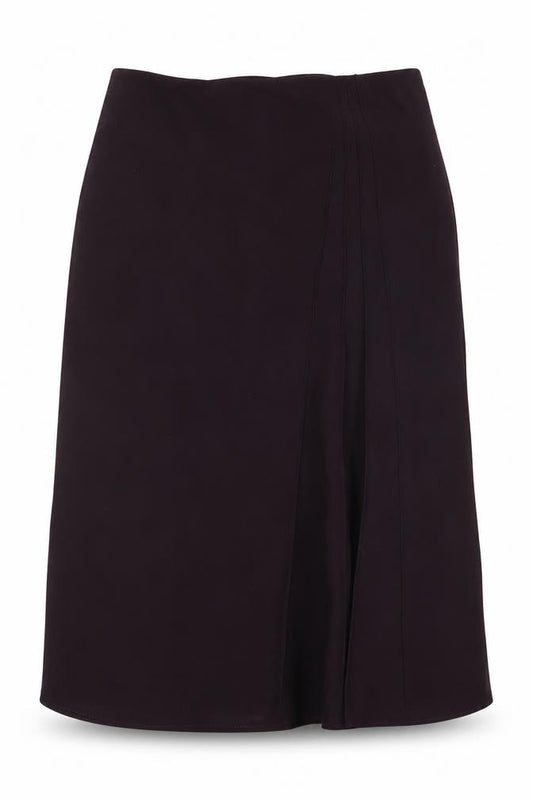 Front view of Marks & Spencer women’s purple polyester swing skirt, size UK 14