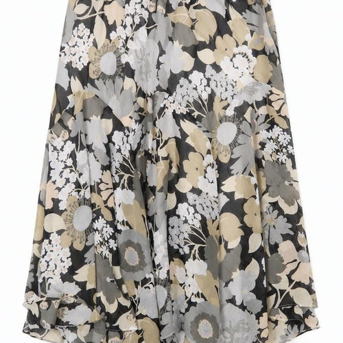 Bob Markie Womens Brown Floral Polyester A-Line Skirt Size L