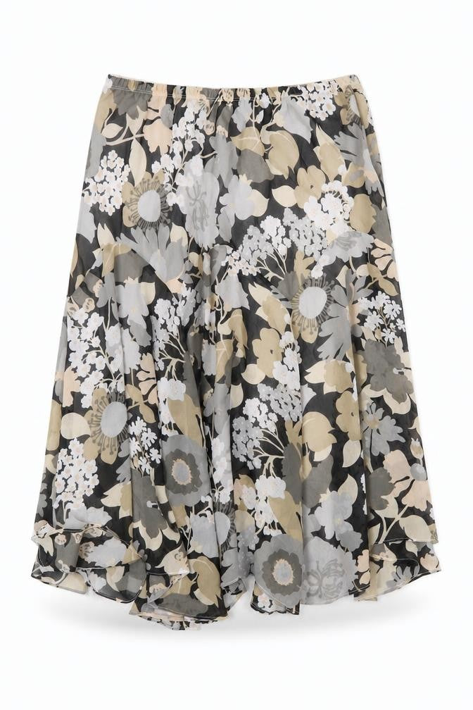 Bob Markie Womens Brown Floral Polyester A-Line Skirt Size L