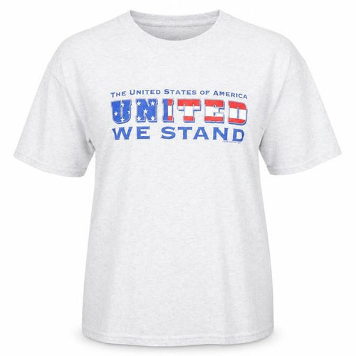 Anvil Womens Grey Cotton Basic T-Shirt Size XL Round Neck - United We Stand