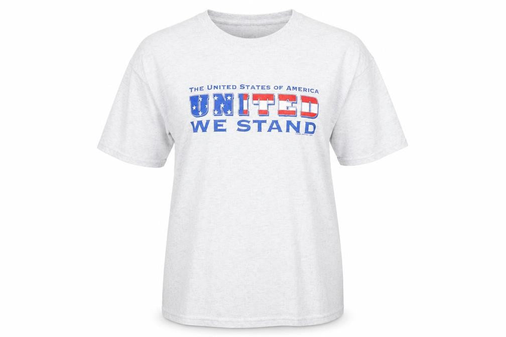 Anvil Womens Grey Cotton Basic T-Shirt Size XL Round Neck - United We Stand