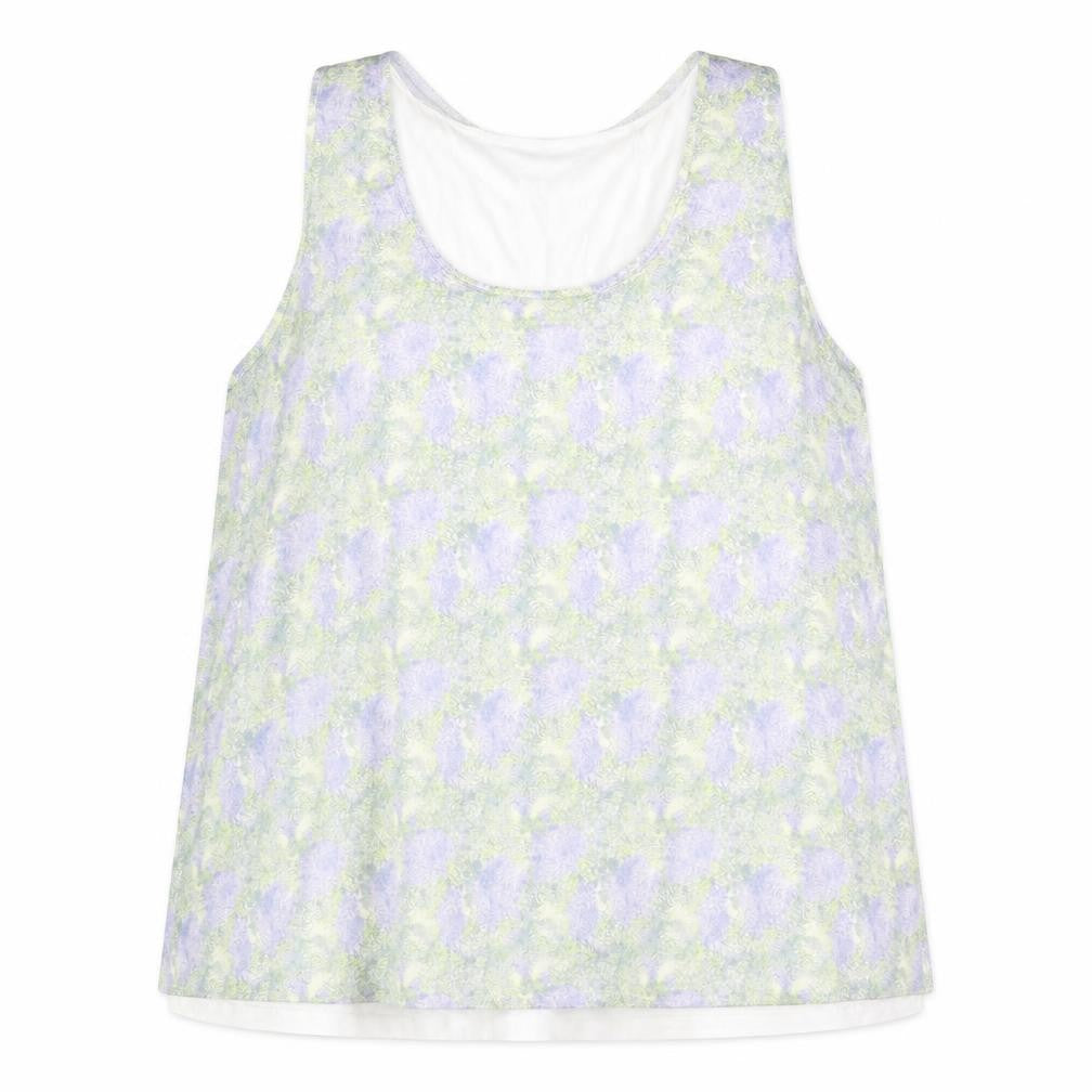 Front view of Marks & Spencer women’s multicoloured geometric polyester basic tank, size UK 16, round neck