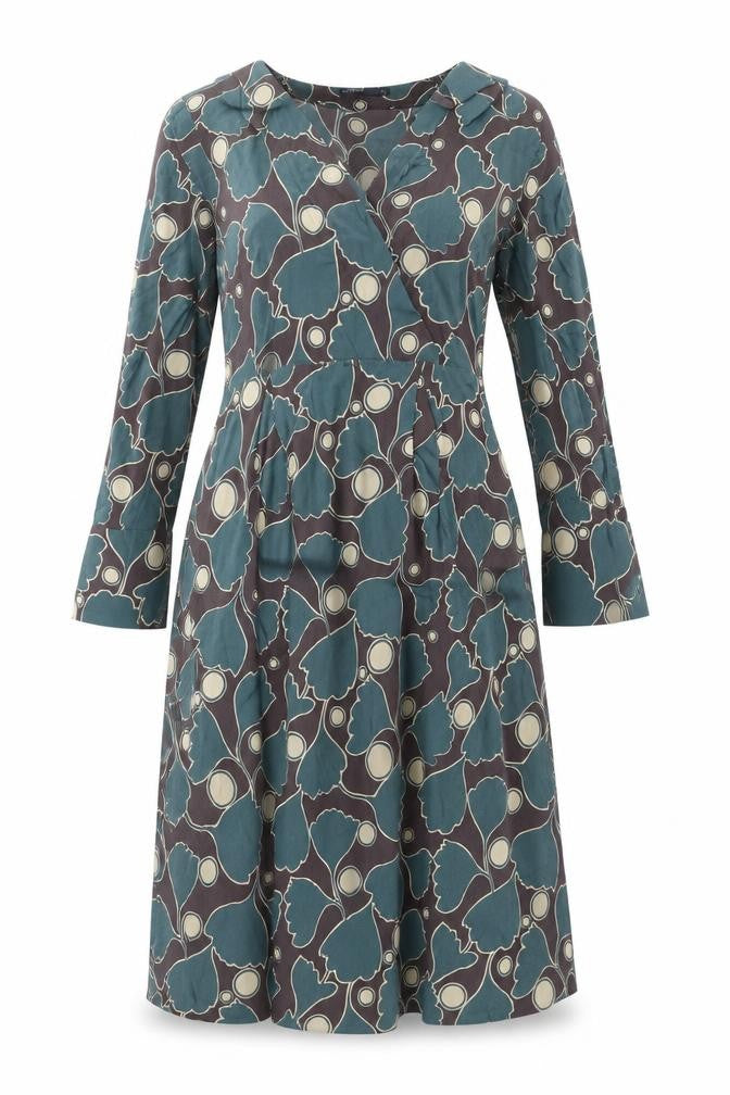 Front view of Autograph women’s multicoloured geometric viscose a-line, size UK 6, v-neck zip