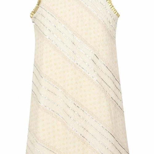 Kanya Womens Beige Geometric Cotton Tank Dress Size 12 Round Neck Pullover