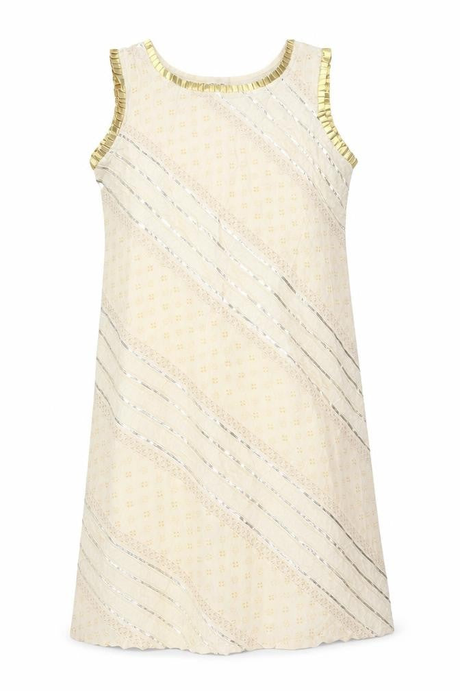 Kanya Womens Beige Geometric Cotton Tank Dress Size 12 Round Neck Pullover