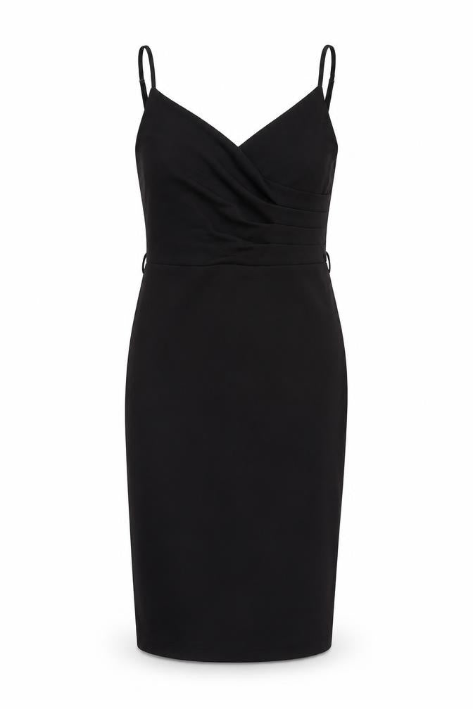 Front view of New Look women’s black polyester shift, size UK 12, v-neck pullover