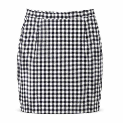 Preworn Womens Blue Check Polyester Straight & Pencil Skirt Size 28 in Zip