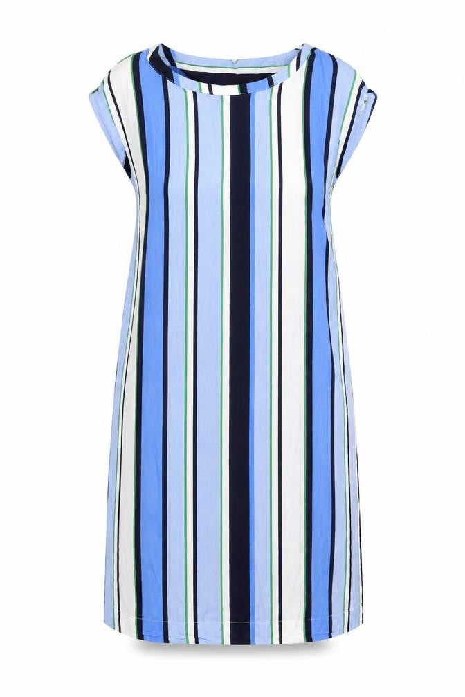 NEXT Womens Blue Striped Viscose Shirt Dress Size 12 Round Neck Pullover