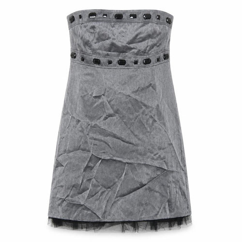 Zoe Womens Silver Viscose Shift Size 10 Off the Shoulder Zip - Tulle Detail