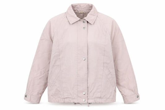 Front view of Preworn women’s pink jacket, size L, zip