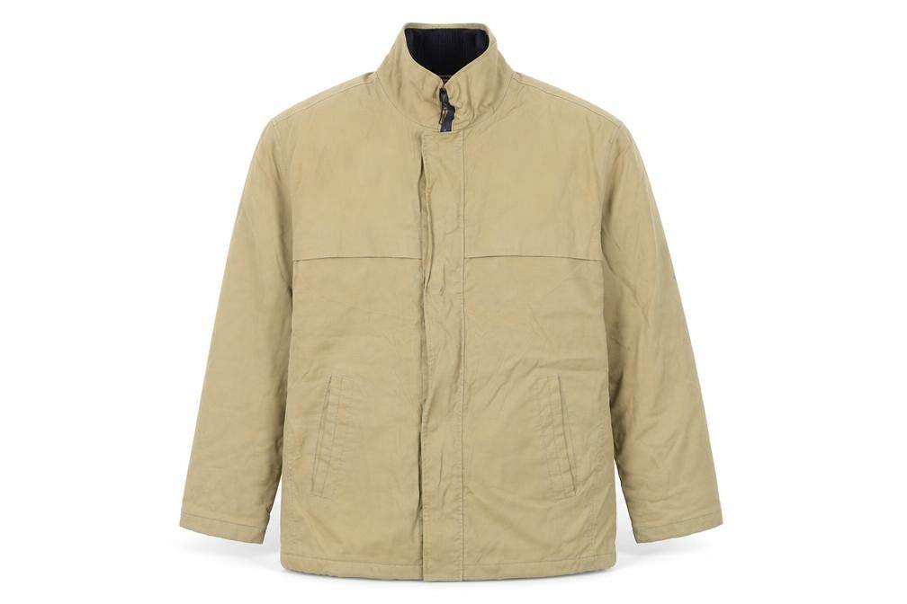 Front view of New Sportwear men’s beige jacket, size M, zip